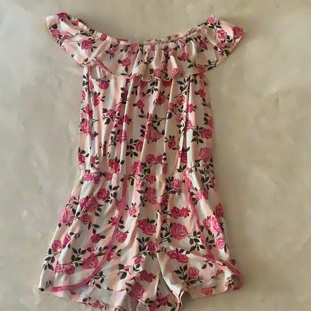 Floral striped romper